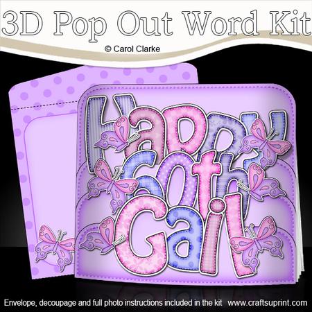 3D 60th Birthday Gail Butterflies Pop Out Word Card