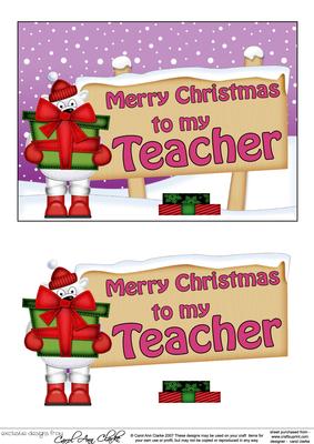 Xmas Teacher Polar Bear Signpost 5x7 Easicut Decoupage