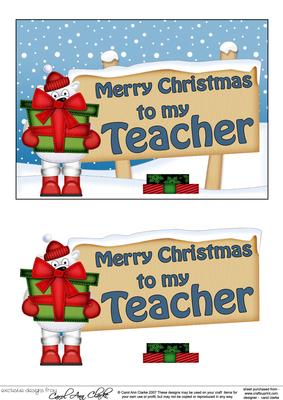 Xmas Teacher Polar Bear Signpost 5x7 Easicut Decoupage
