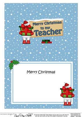 Xmas Teacher Polar Bear Signpost 5x7 Matching Insert