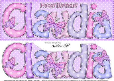 Large Dl Birthday Claudia Butterflies Card & Decoupage