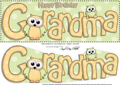 Large Dl Birthday Grandma Owls Quick Card & 3D Decoupage