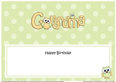 Birthday Grandma Owls Matching Large Dl Insert
