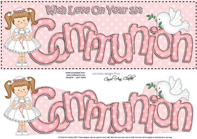 Large Dl 1st Communion Girlz Chrizy Card & 3D Decoupage