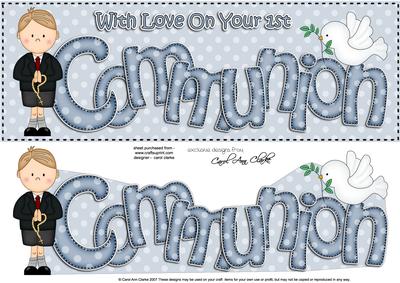 Large Dl 1st Communion Boyz Chriz Card & 3D Decoupage