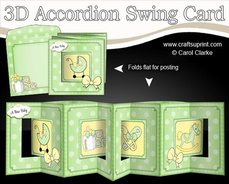 3D New Baby Accordion Swing Card