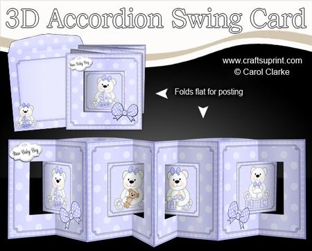 3D New Baby Boy Teddies Accordion Swing Card