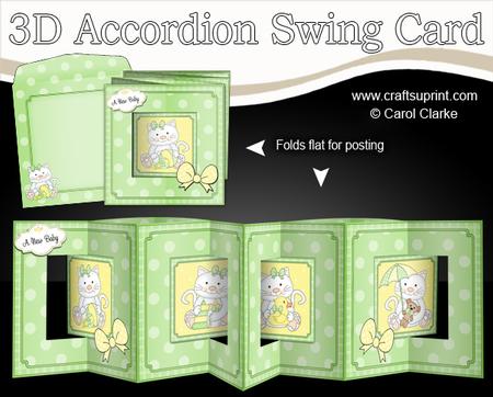 3D New Baby Kitty Kats Accordion Swing Card