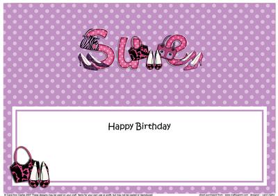 Large Dl Birthday Sue Shoes & Handbags Matching Insert