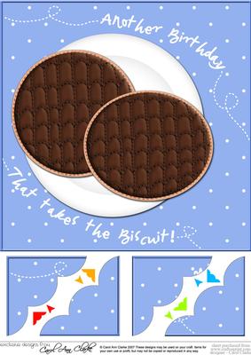 8 x 8 Chocolate Digestives Birthday Scalloped Corner Topper