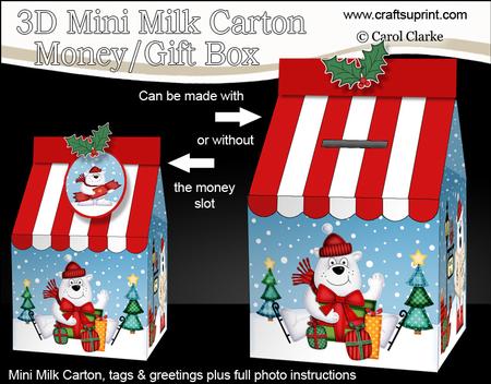 3D Xmas Ben Polar Bear Carton Money or Treat Box Mini Kit