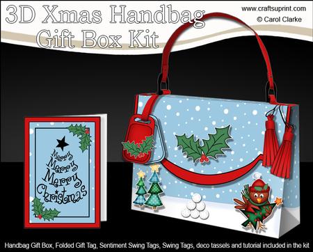 3D Xmas Robin Handbag Treat or Favour Box Kit