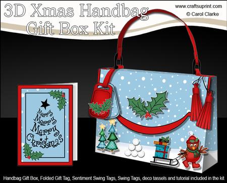 3D Xmas Robin Handbag Treat or Favour Box Kit