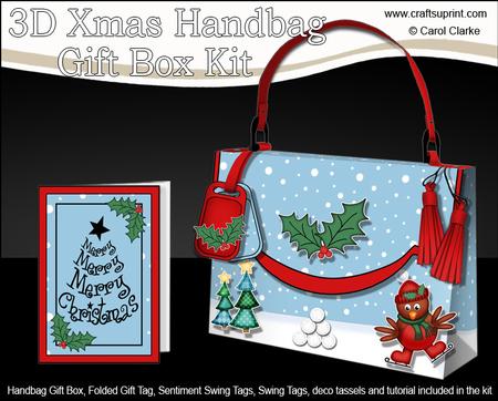 3D Xmas Robin Handbag Treat or Favour Box Kit