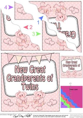 New Baby Great Grandparents of Twins Wavy Corner Side Stacke