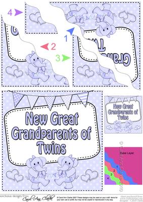 New Baby Great Grandparents of Twins Wavy Corner Side Stacke