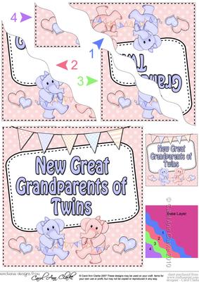 New Baby Great Grandparents of Twins Wavy Corner Side Stacke