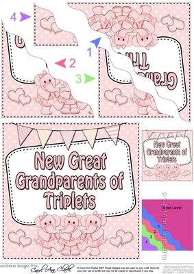 New Baby Great Grandparents of Triplets Wavy Corner Stacke