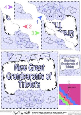 New Baby Great Grandparents of Triplets Wavy Corner Stacke
