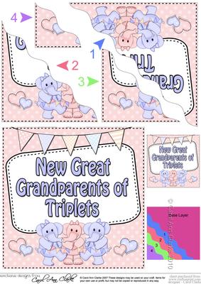 New Baby Great Grandparents of Triplets Wavy Corner Stacke