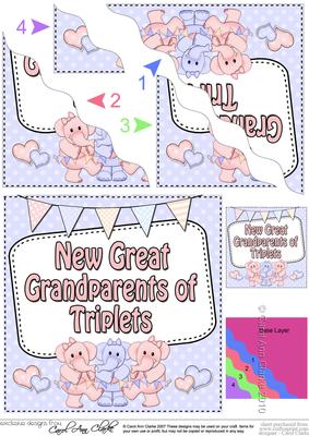 New Baby Great Grandparents of Triplets Wavy Corner Stacke