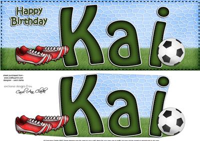 Large Dl Birthday Kai Football Card & 3D Decoupage
