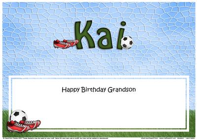 Large Dl Birthday Kai Football Matching Insert