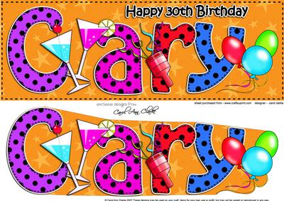 Large Dl 30th Birthday Cary Celebrations Card & 3D Decoupage