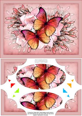 A5 Butterflies N Flowers Scallop Corners and Pyramage