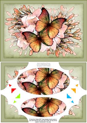 A5 Butterflies N Flowers Scallop Corners and Pyramage