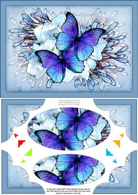A5 Butterflies N Flowers Scallop Corners and Pyramage