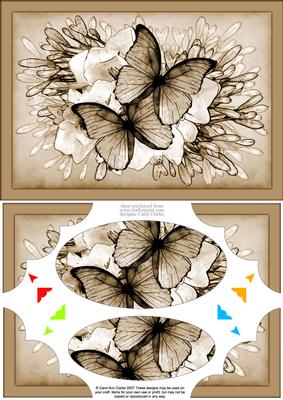 A5 Butterflies N Flowers Scallop Corners and Pyramage