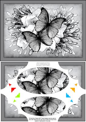A5 Butterflies N Flowers Scallop Corners and Pyramage