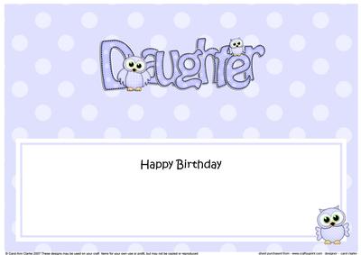 Birthday Owls Daughter Matching Large Dl Insert