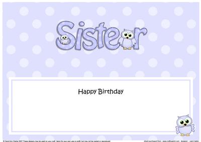 Birthday Owls Sister Matching Large Dl Insert