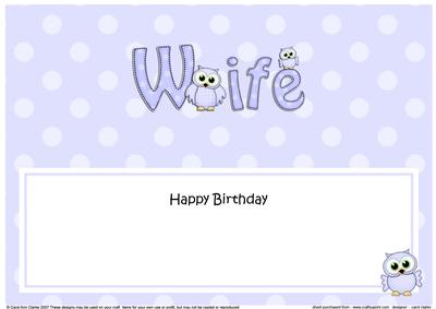 Birthday Wife Owls Matching Large Dl Insert