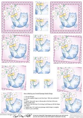 Cute Cat Twisted Pyramage Sheet