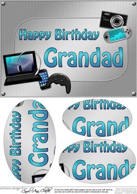 A5 Birthday Grandad Gadgets N Gizmos Oval Pyramage Topper