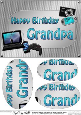 A5 Birthday Grandpa Gadgets N Gizmos Oval Pyramage Topper