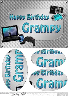A5 Birthday Grampy Gadgets N Gizmos Oval Pyramage Topper
