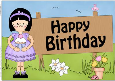 A4 Girlz Roz's Cupcake Birthday Card Topper