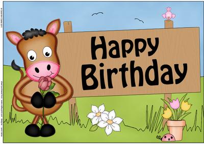 A4 Gigi Horse's Rose Birthday Card Topper