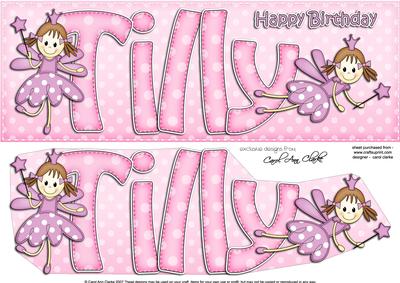 Large Dl Birthday Tilly Fairy Quick Card N 3D Decoupage