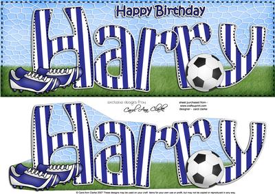 Large Dl Birthday Harry Football Card & 3D Decoupage