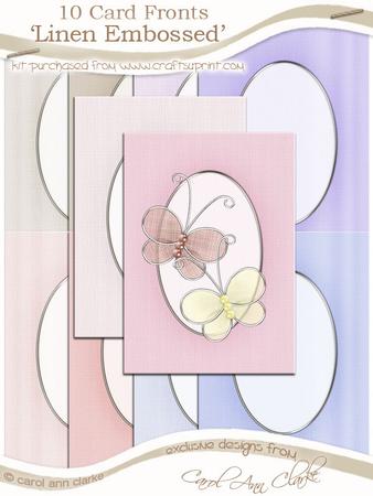 'linen Embossed' Card Fronts Kit - Posy and Pearls Colours
