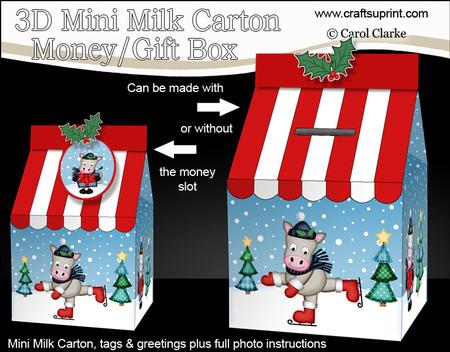 3D Xmas Gigi Horse Milk Carton Money or Treat Box Mini Kit