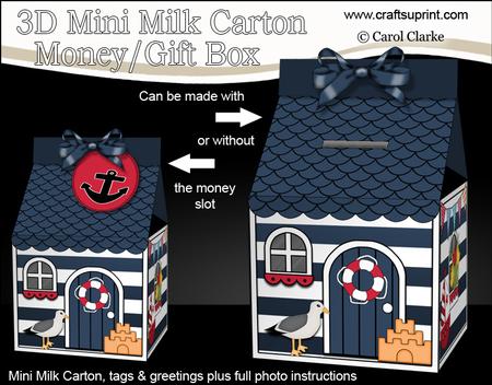 3D Beach Hut Holiday Milk Carton Money or Treat Box Mini Kit