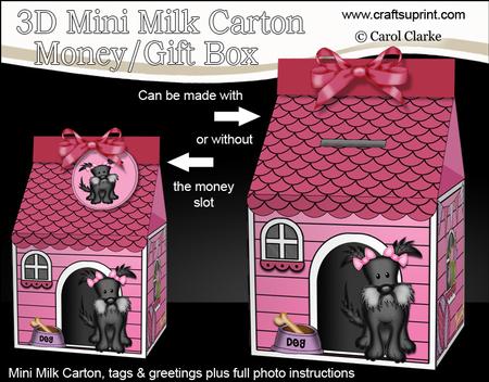 3D Maisie Scottie Dog Kennel Milk Carton Money or Treat Box