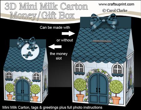3D Country Cottage Milk Carton Money or Treat Box