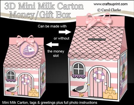 3D Beach Hut Holiday Milk Carton Money or Treat Box Mini Kit